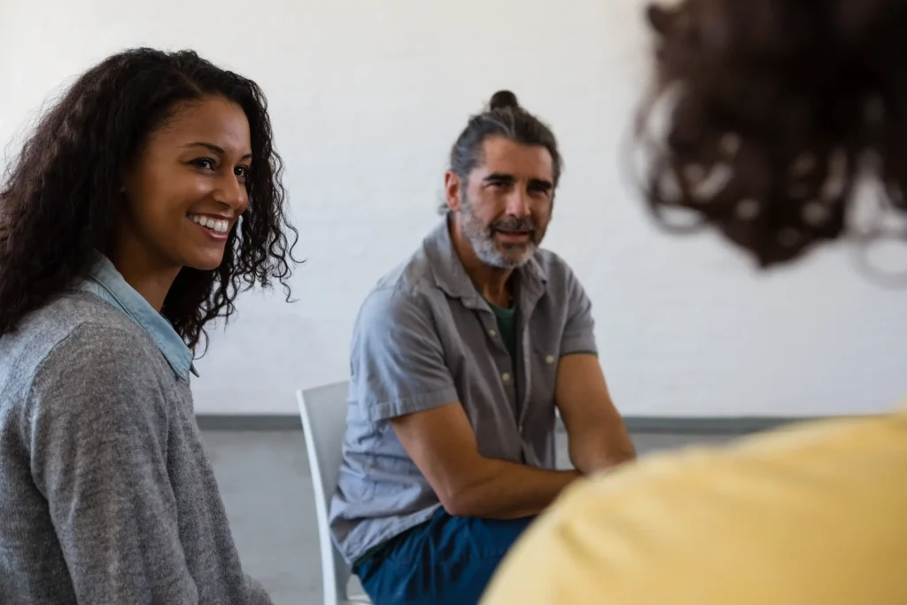 Adults participating in a supportive group discussion during addiction recovery at California Detox & Recovery Center in Los Angeles.