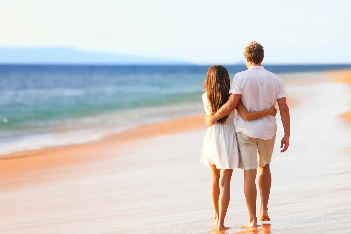 Beach Couple Walking on Travel