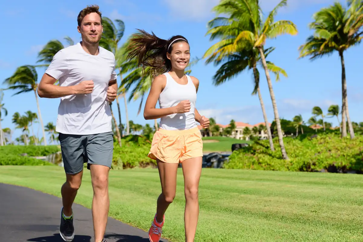 a man and a woman Exercising Running