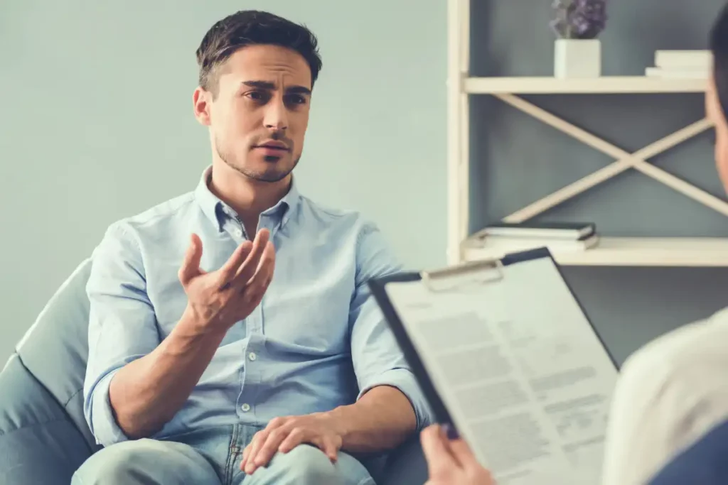 male client during one on one therapy